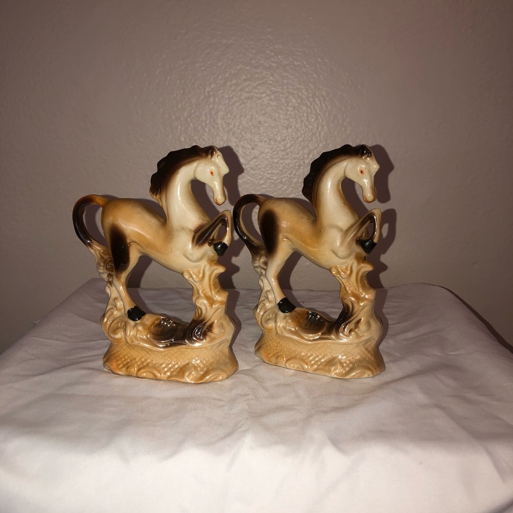 Mid Century Lusterware Horse Figurine Set